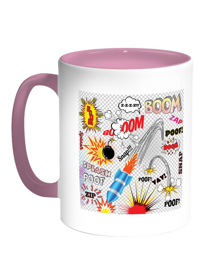 Decalac Charges Of Fireworks Printed Coffee Mug White/Pink