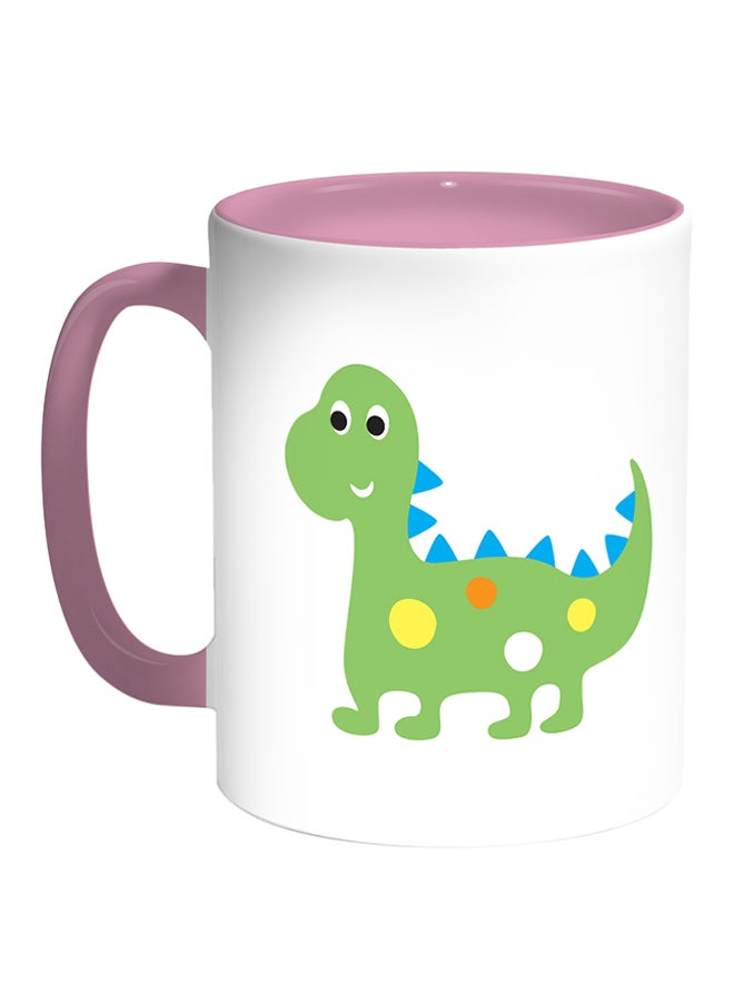 Decalac Dinosaur Printed Coffee Mug White/Pink