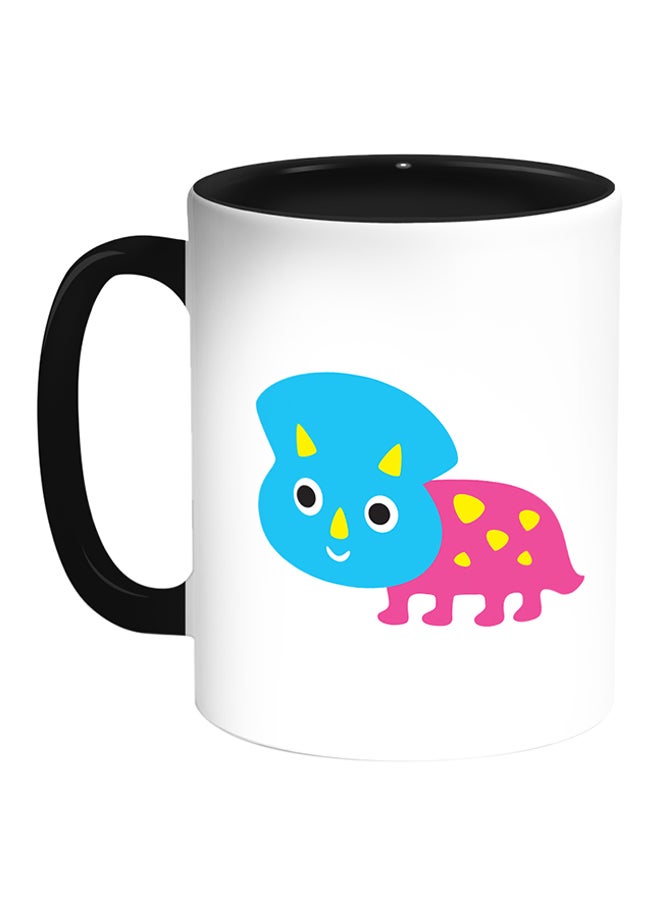 ديكالاك مج قهوة بطبعة على شكل ديناصور أبيض/ أسود