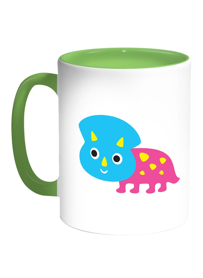 Decalac Dinosaur Printed Coffee Mug White/Green
