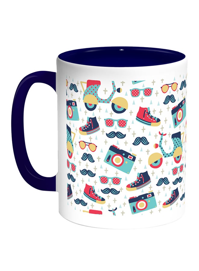 Decalac Nice Icons Printed Coffee Mug White/Blue