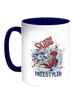Decalac Sport Ski Shoe Printed Coffee Mug White/Blue 