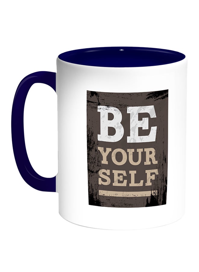 Decalac - Be Your Self Printed Coffee Mug White/Blue - Image 1