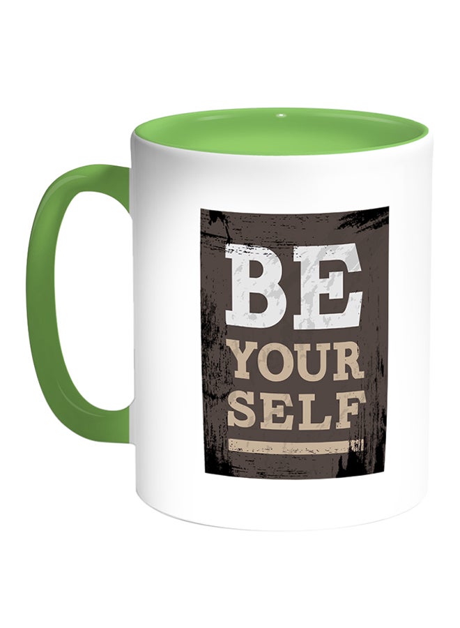Be Your Self Printed Coffee Mug White/Green