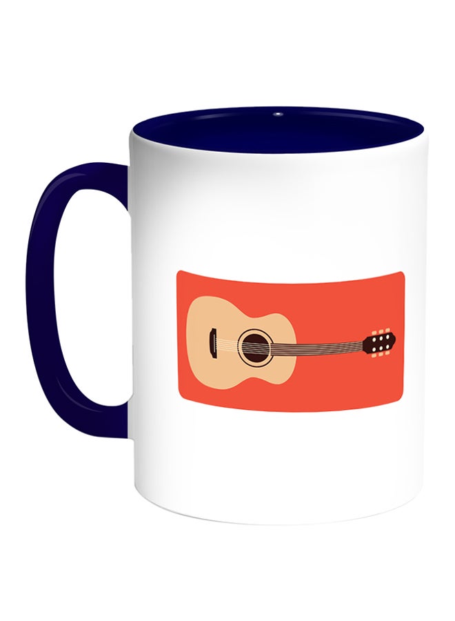 Decalac Classic Guitar Printed Coffee Mug White/Blue 