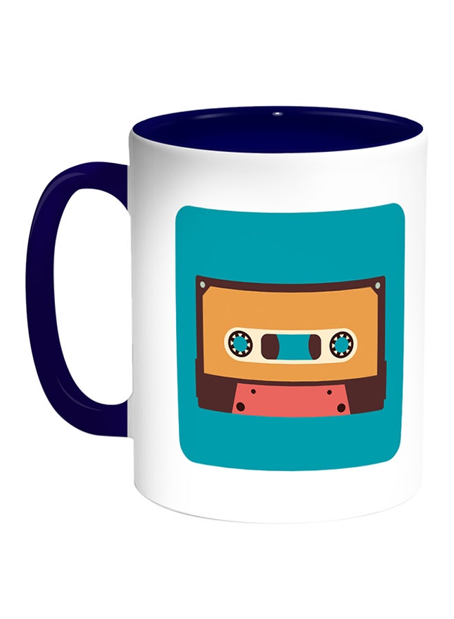 Decalac Classic Tape Recorder Printed Coffee Mug White/Blue