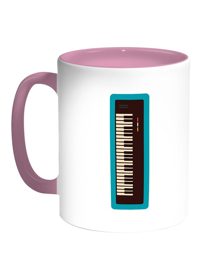 Decalac Musical Instrument Piano Printed Coffee Mug White/Pink