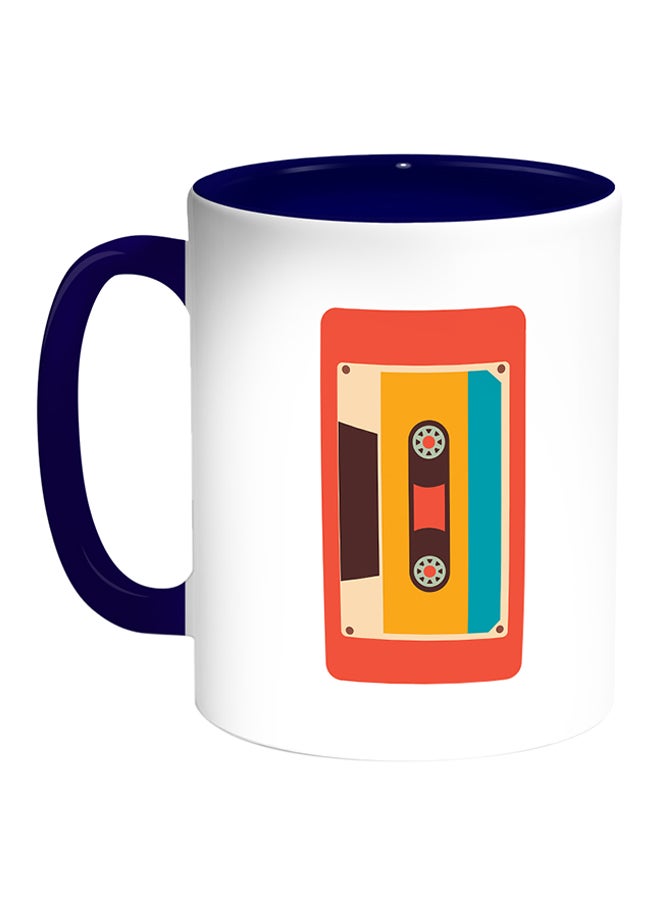 Decalac Classic Tape Recorder Printed Coffee Mug White/Blue 