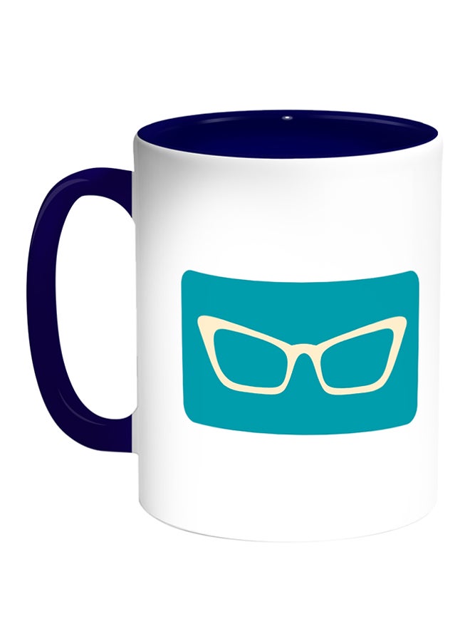 Decalac Glasses Printed Coffee Mug White/Blue