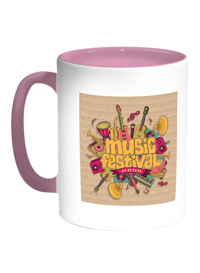 Decalac Musical Instruments Printed Coffee Mug White/Pink