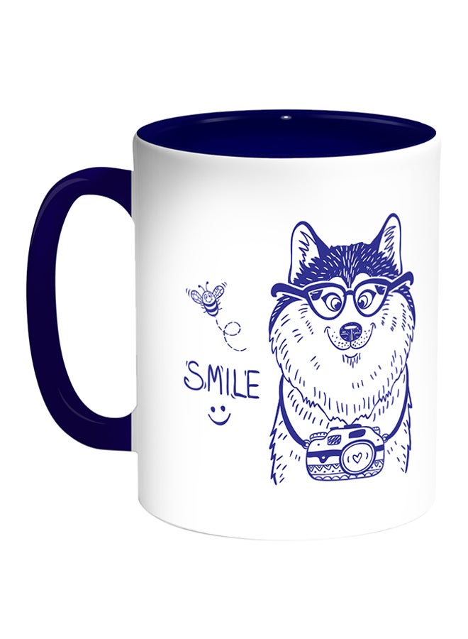 Decalac Smile Printed Coffee Mug White/Blue