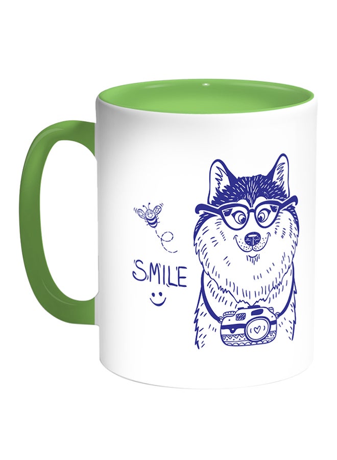 Decalac Smile Printed Coffee Mug White/Green