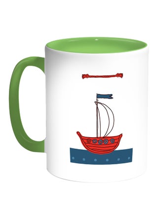 Sailing Boat Printed Coffee Mug White/Green - v1533549273/N16198597A_1
