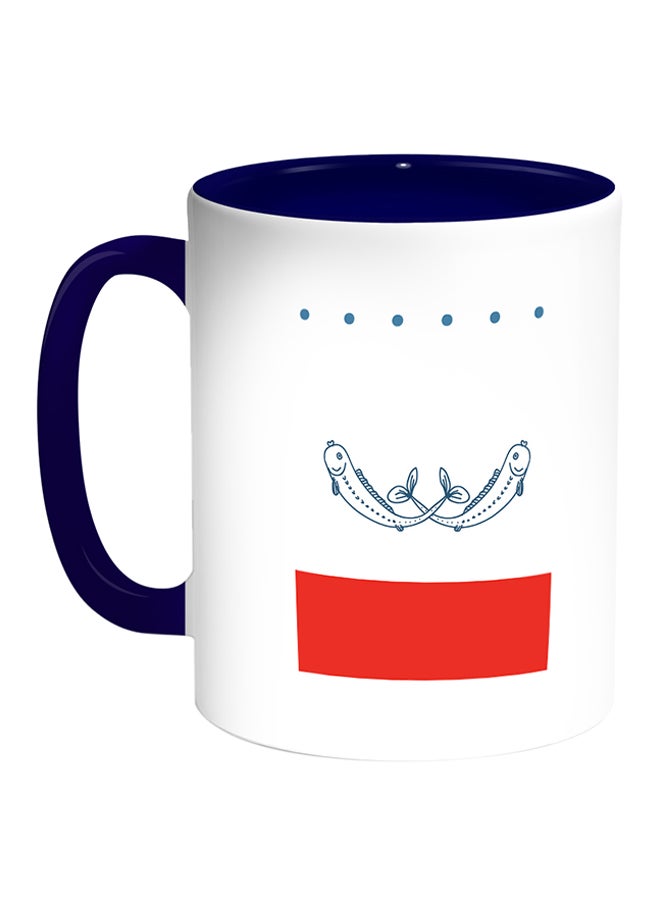 Decalac Fishes Printed Coffee Mug White/Blue