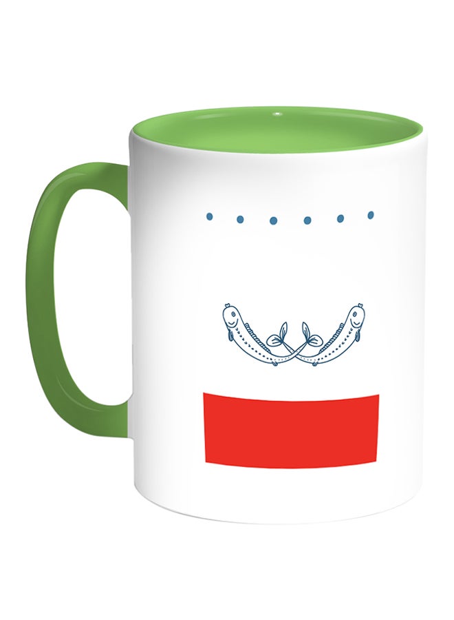 ديكالاك قدح قهوة مطبوع عليه صورة سمك أبيض/أخضر