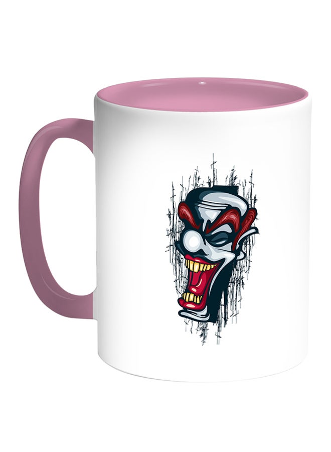 ديكالاك مج قهوة مطبوع عليه رسومات كرتونية أبيض/ وردي