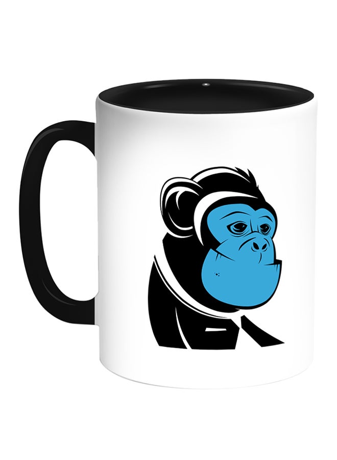 ديكالاك مج قهوة بطبعة رسوم كرتونية على شكل قرد أبيض/ أسود