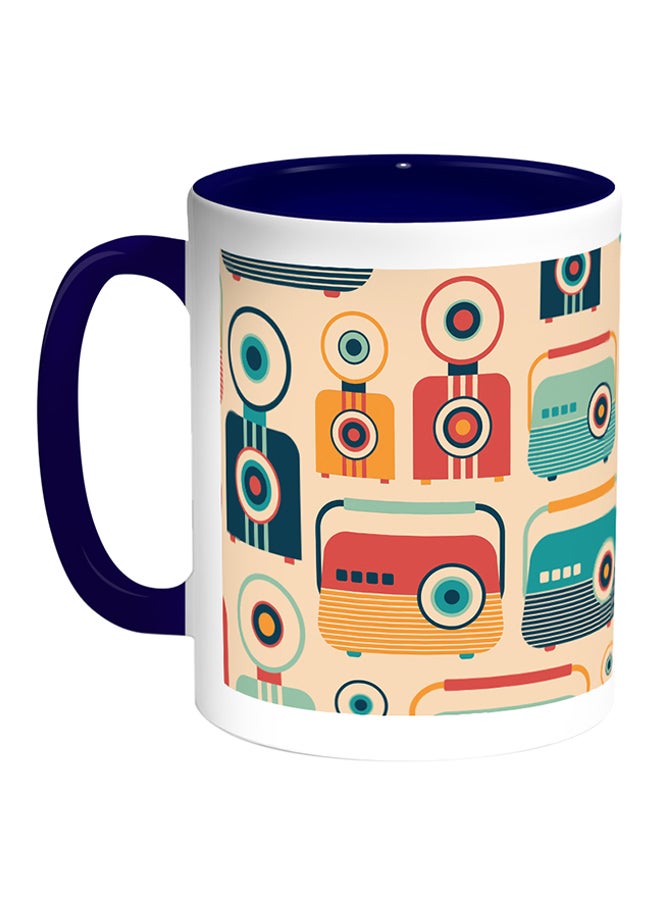 Decalac Cameras Printed Coffee Mug White/Blue