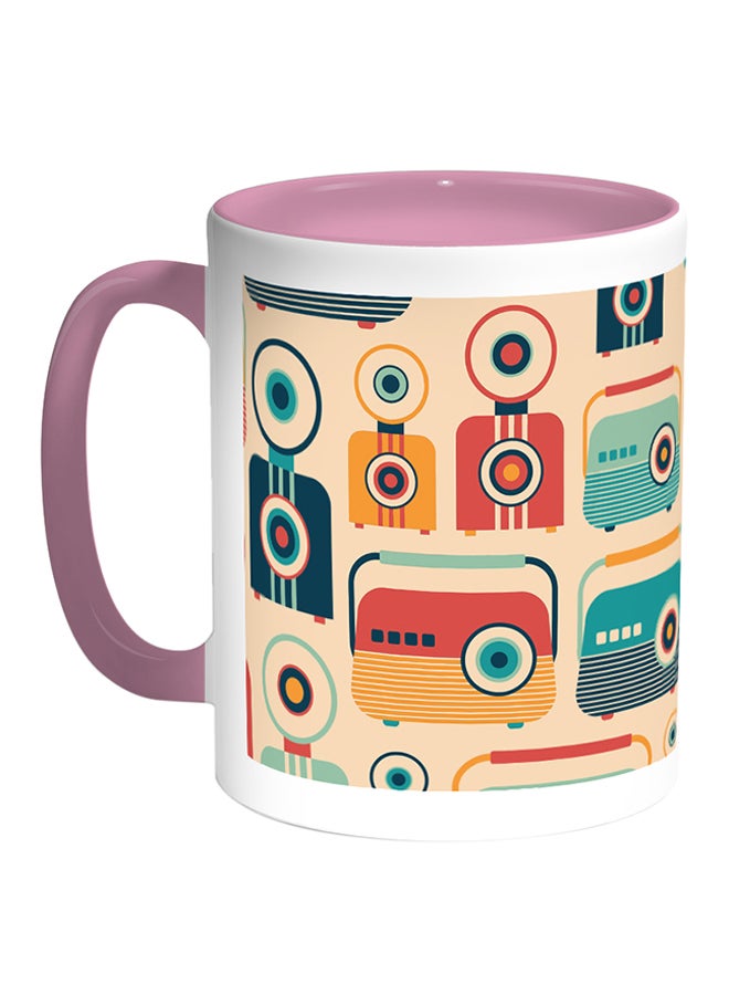 Cameras Printed Coffee Mug White/Pink