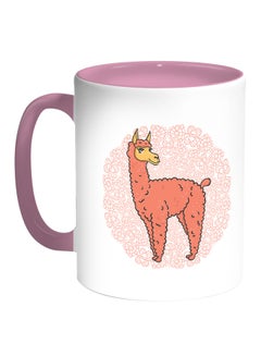 Decalac Lama Printed Coffee Mug White/Pink 