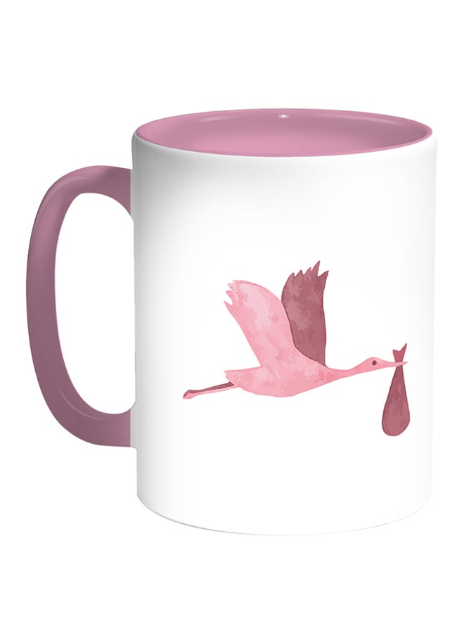 ديكالاك مج قهوة بطبعة على شكل إِوَزَّة أبيض/ وردي