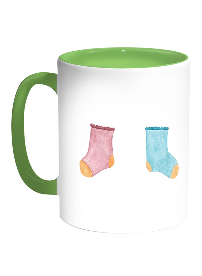 Decalac Baby Socks Printed Coffee Mug White/Green