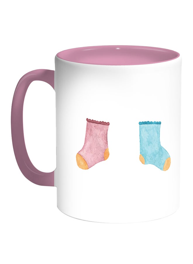 Decalac Baby Socks Printed Coffee Mug White/Pink