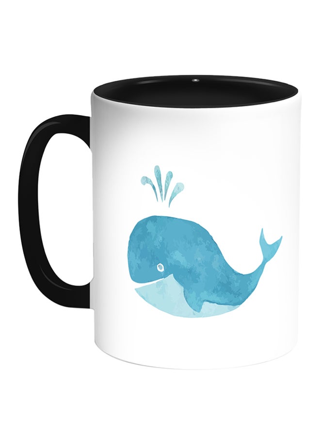 Decalac - Whale Printed Coffee Mug White/Black - Image 1