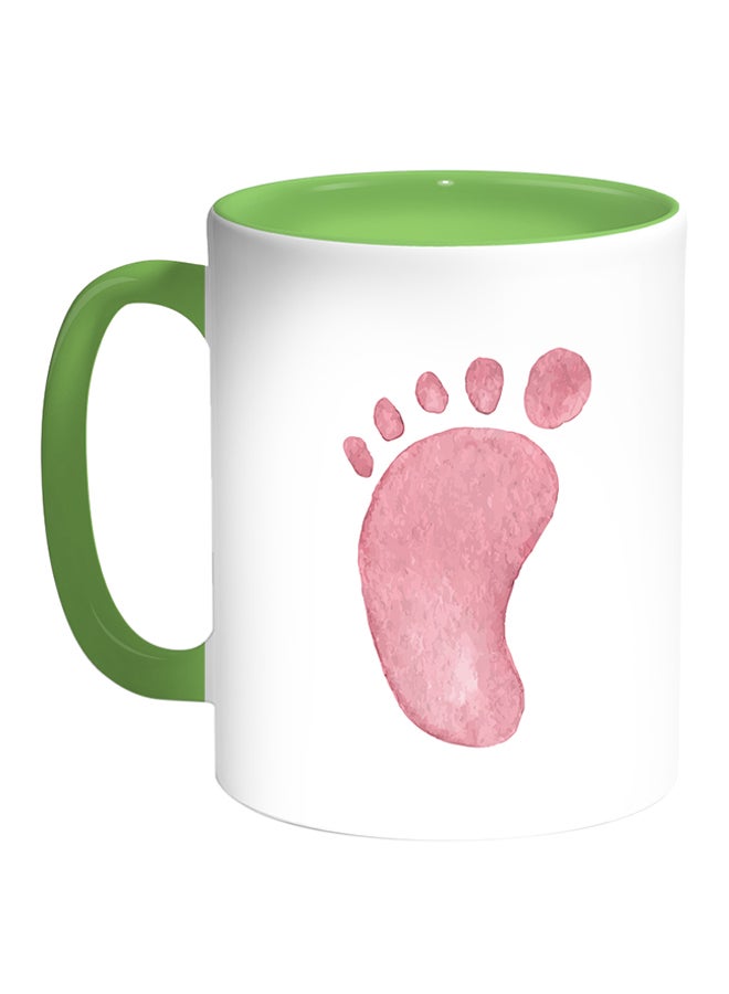Decalac Foot Printed Coffee Mug White/Green