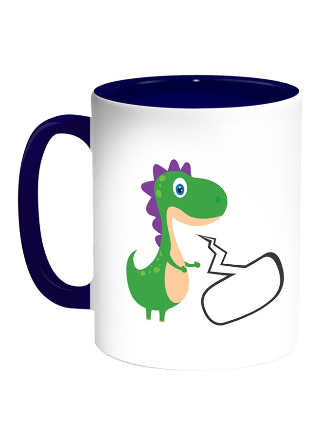 Decalac Dinosaur Printed Coffee Mug White/Blue 