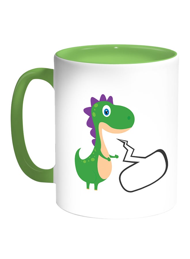 Decalac Dinosaur Printed Coffee Mug White/Green