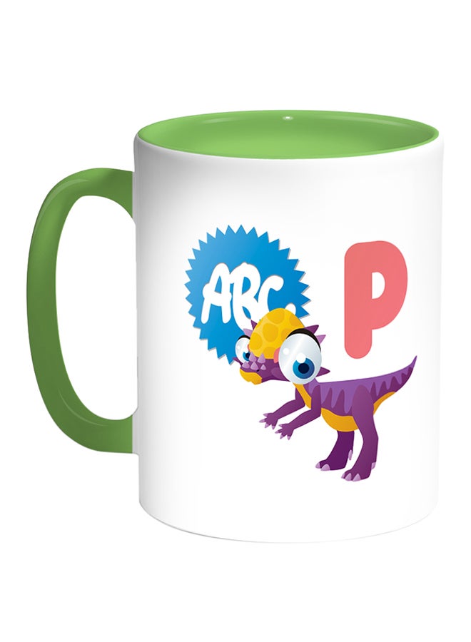 Decalac Dinosaur Printed Coffee Mug White/Green