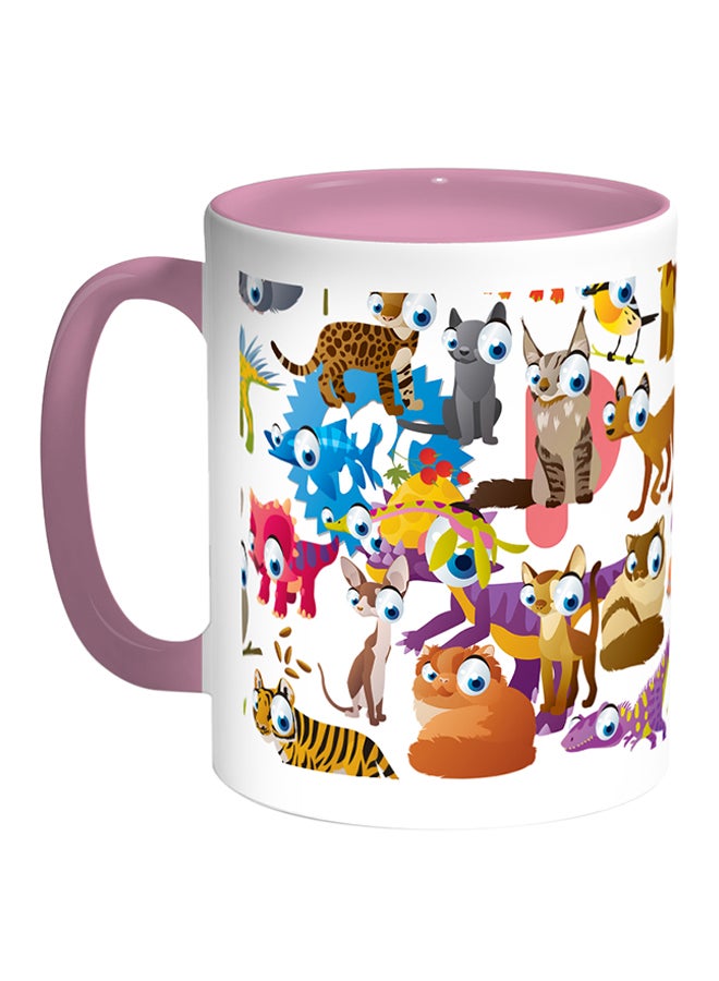 Decalac Cats Printed Coffee Mug White/Pink