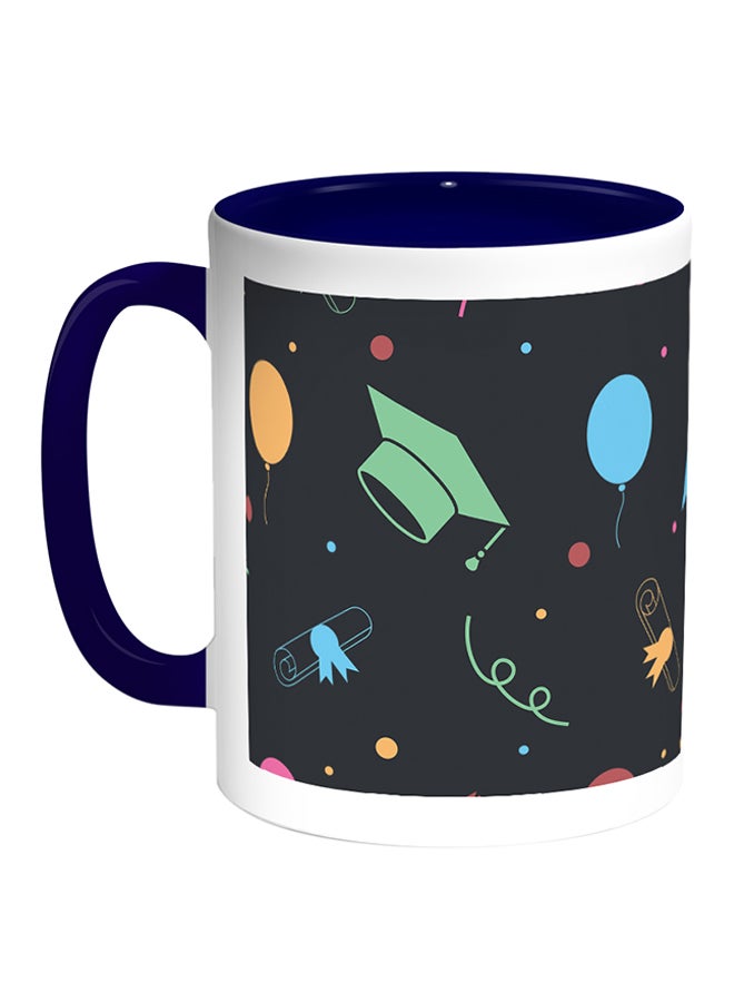 Decalac Graduation Day Celebration Printed Coffee Mug White/Blue