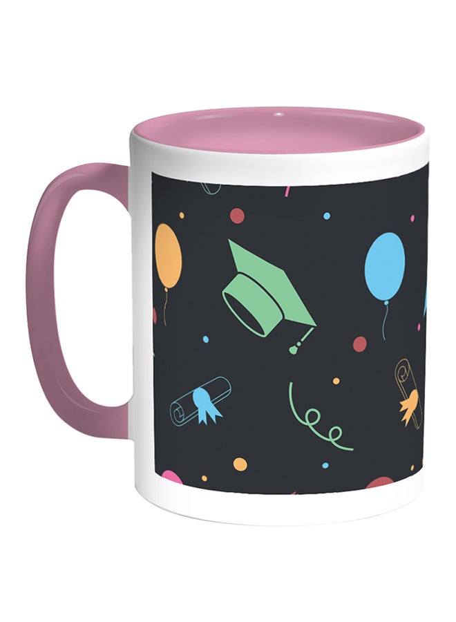 Decalac Graduation Day Celebration Printed Coffee Mug White/Pink