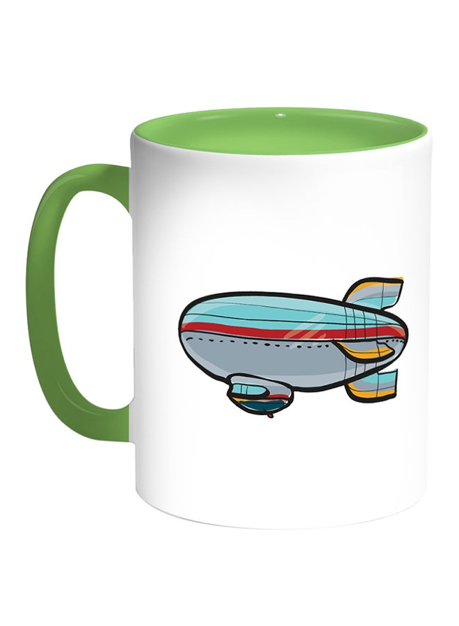 ديكالاك كوب قهوة مطبوع عليه طائرة أبيض/أخضر
