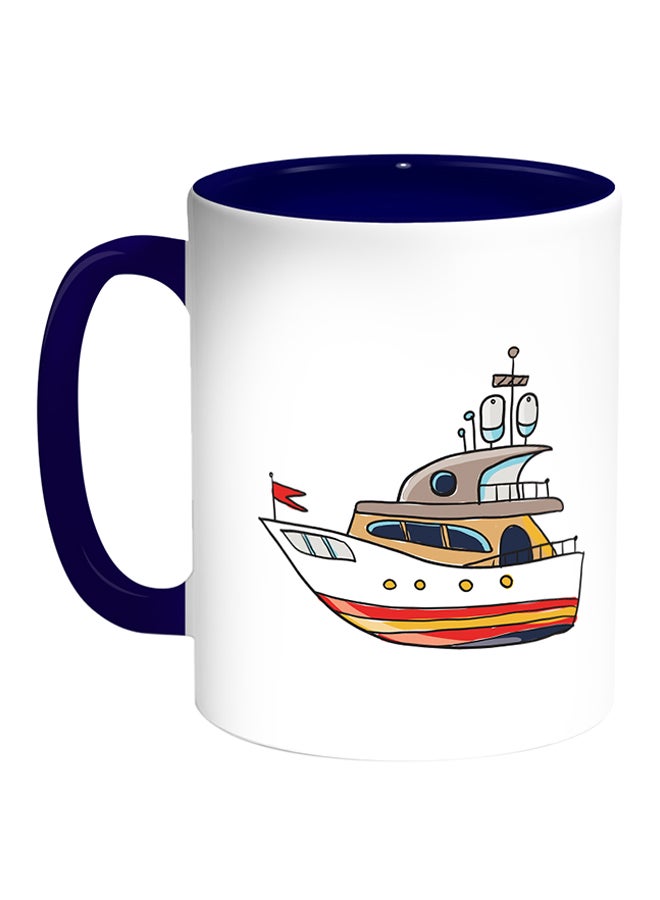Decalac - Boat Printed Coffee Mug White/Blue - Image 1