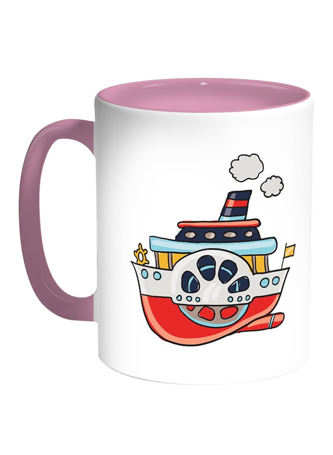 Decalac Steamship Printed Coffee Mug White/Pink