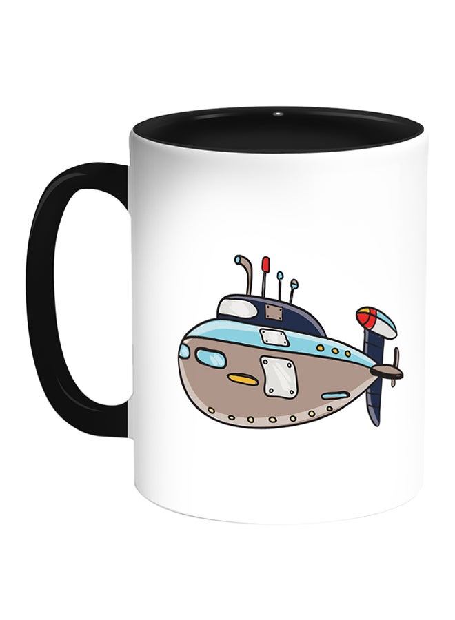Decalac Submarine Printed Coffee Mug White/Black