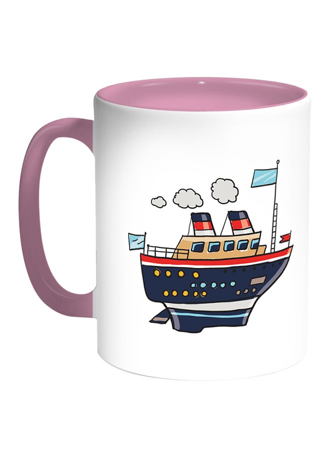 Decalac Passenger Steamer Printed Coffee Mug White/Pink