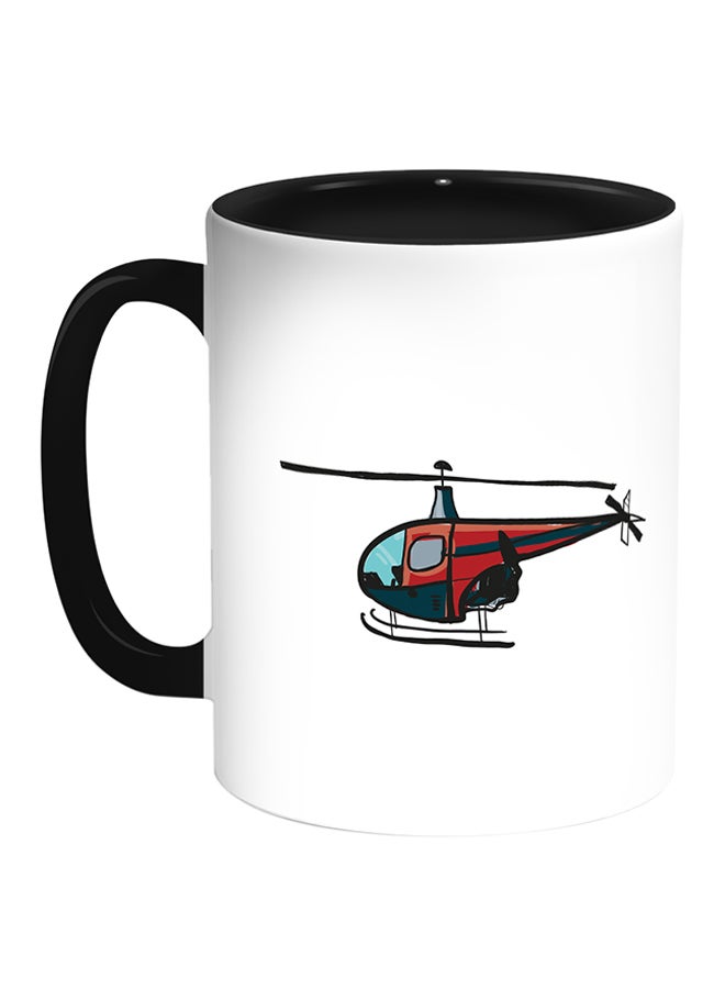 Decalac Helicopter Printed Coffee Mug White/Black