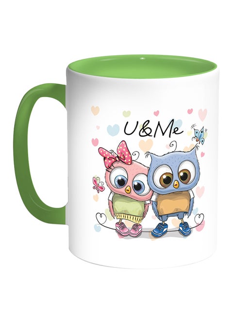 U & Me Printed Coffee Mug White/Green