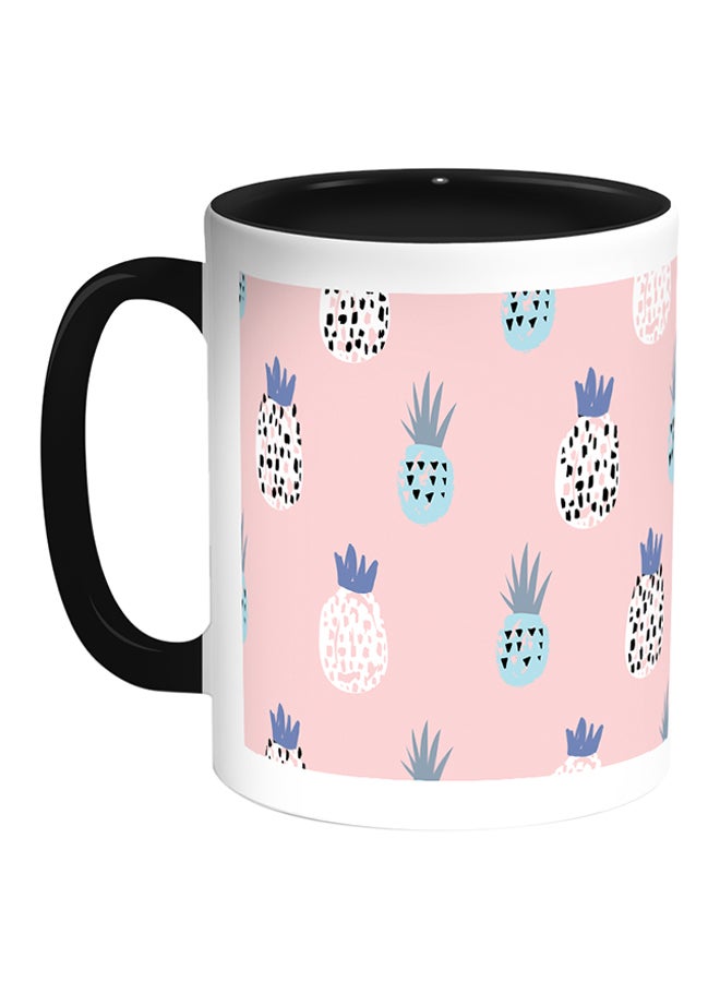 ديكالاك مج قهوة مطبوعة عليه صورة فاكهة أناناس أبيض/ أسود