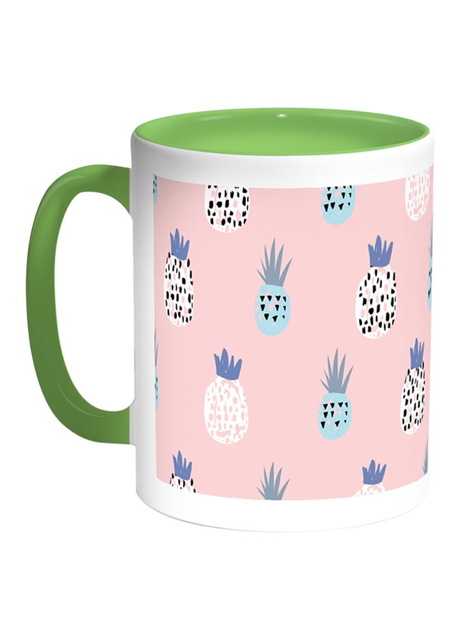 Decalac Fruit - Pineapple Printed Coffee Mug White/Green