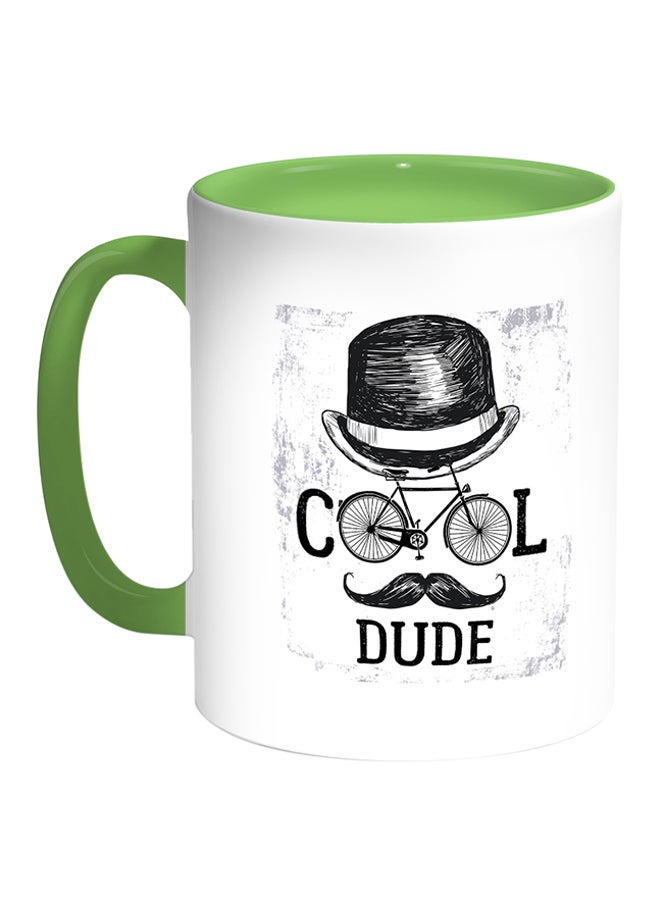 Decalac Cool Dude Printed Coffee Mug White/Green