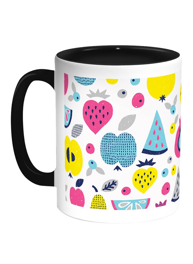 Decalac Fruits Printed Coffee Mug White/Black