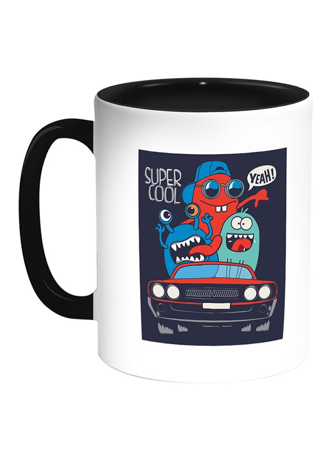 ديكالاك مج قهوة مطبوعة عليه عبارة "Super Cool" أبيض/ أسود