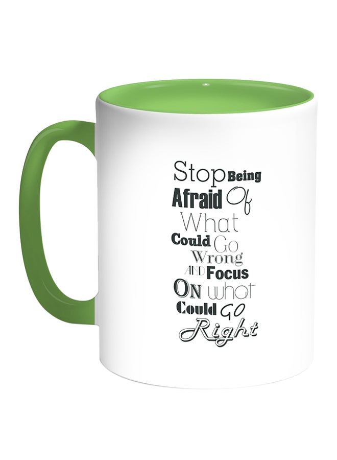 Decalac English Quote Printed Coffee Mug White/Green