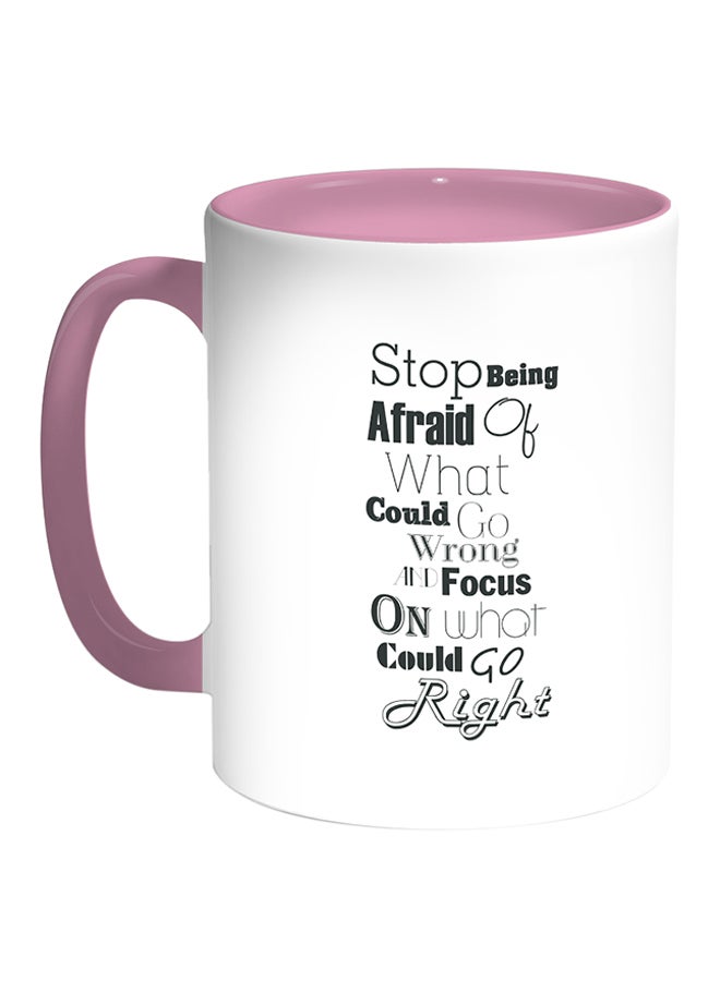 Decalac English Quote Printed Coffee Mug White/Pink