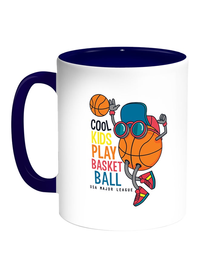 Decalac Basketball Printed Coffee Mug White/Blue